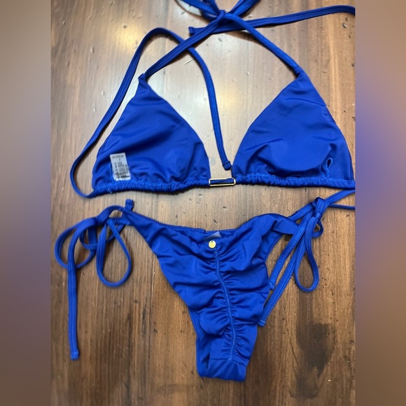 Adara Bikini Size Large Royal Blue Miami Style Cheeky Triangle Tanning Beach New - Picture 5 of 10